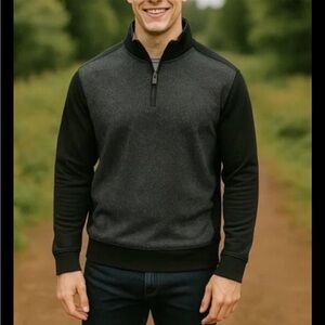 NWT Ted Baker black Textured  1/4 Quarter Zip Stylish Pullover Sweater XL